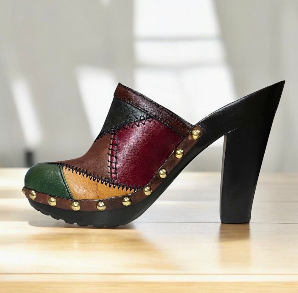 Y2K Coach Q242 Emilia Patchwork Leather Mule Size 6.5M